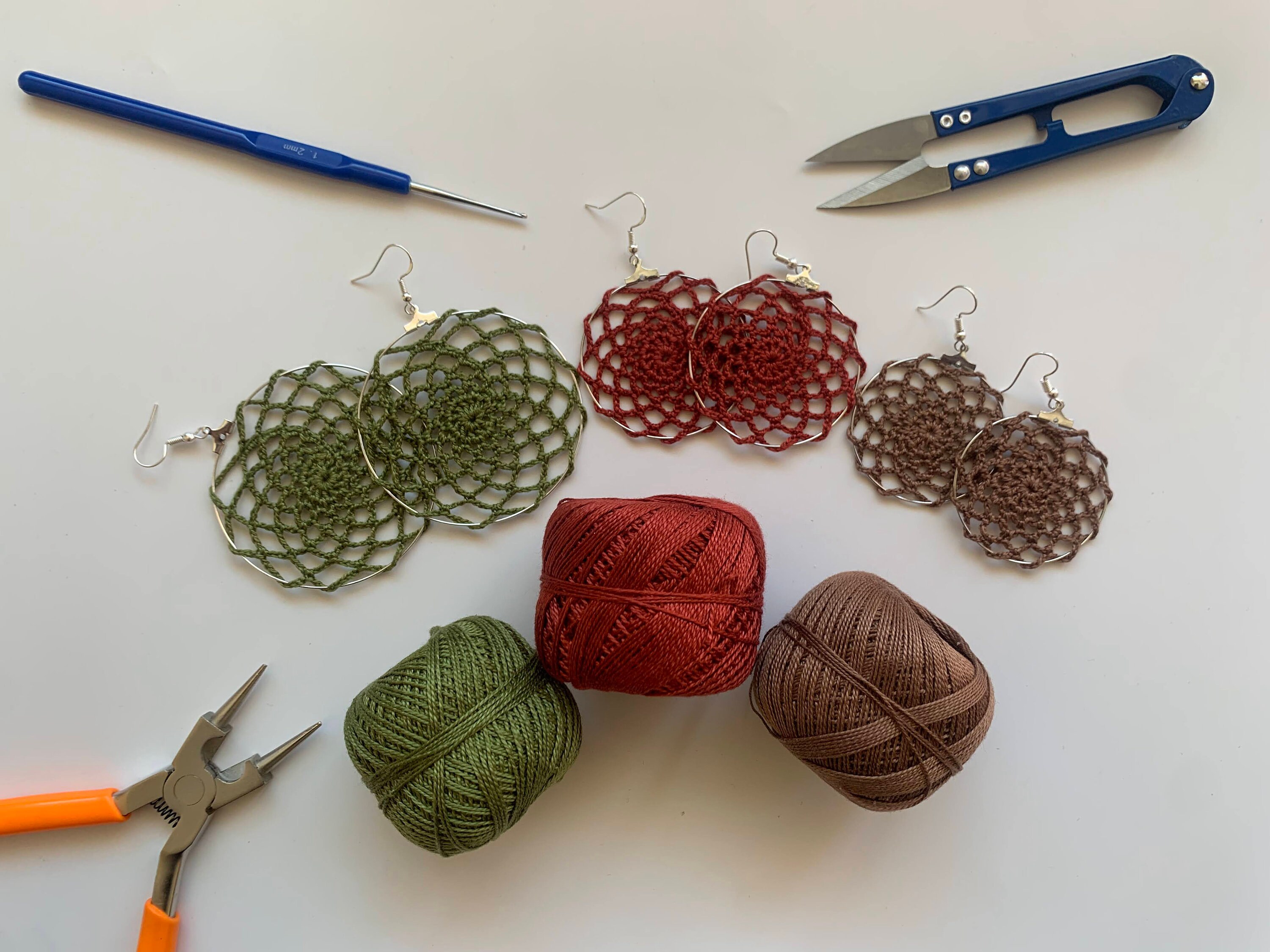 2 Scalable Crochet Patterns for Lace Hoop Crochet Earrings, DIY Earrings Crochet Ebook, Jewelry Making Crochet Tutorial, PDF Pattern - Thumbnail 2