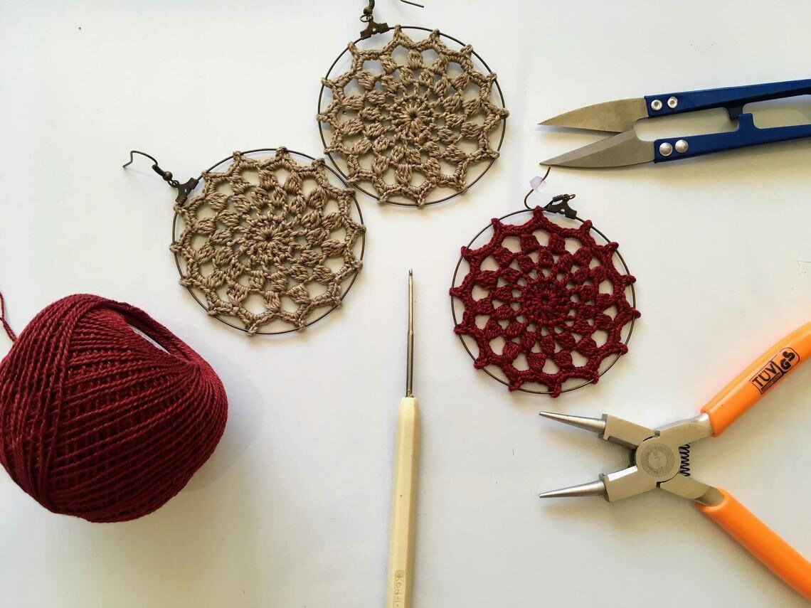 Bundle of 4 Crochet Earrings Tutorials, Jewelry Making Crochet PDF Pattern, DIY Crochet Jewelry Tutorial, Instant Download Crochet Ebook - Thumbnail 5