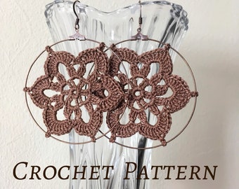Haakpatroon bloemenoorbellen, zelfstudie gehaakte sieraden maken, instant download patroon gehaakte oorbellen, gehaakt pdf-ebook