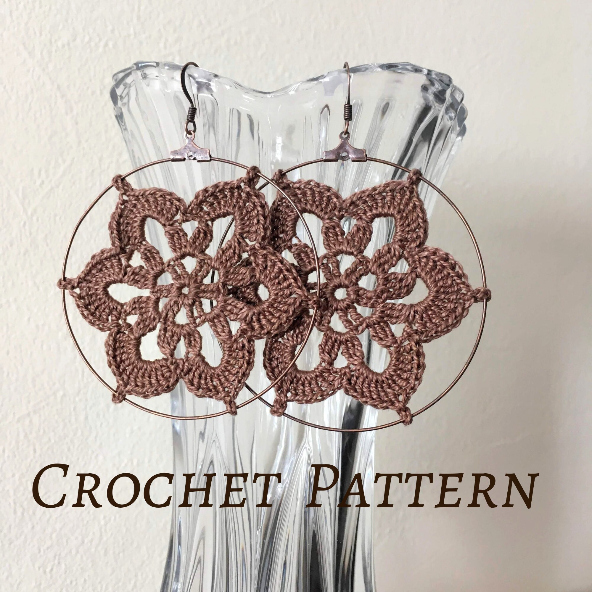 Crochet Pattern Floral Hoop Earrings, Crochet Jewelry Making Tutorial, Instant Download Crochet Earrings Pattern, Crochet PDF Ebook