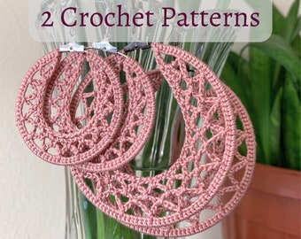 2 Crochet Patterns for Small and Large Geometric Hoop Earrings, Jewelry Making Pattern, Digital PDF Tutorial for 4 cm and 6 cm Crochet Hoops