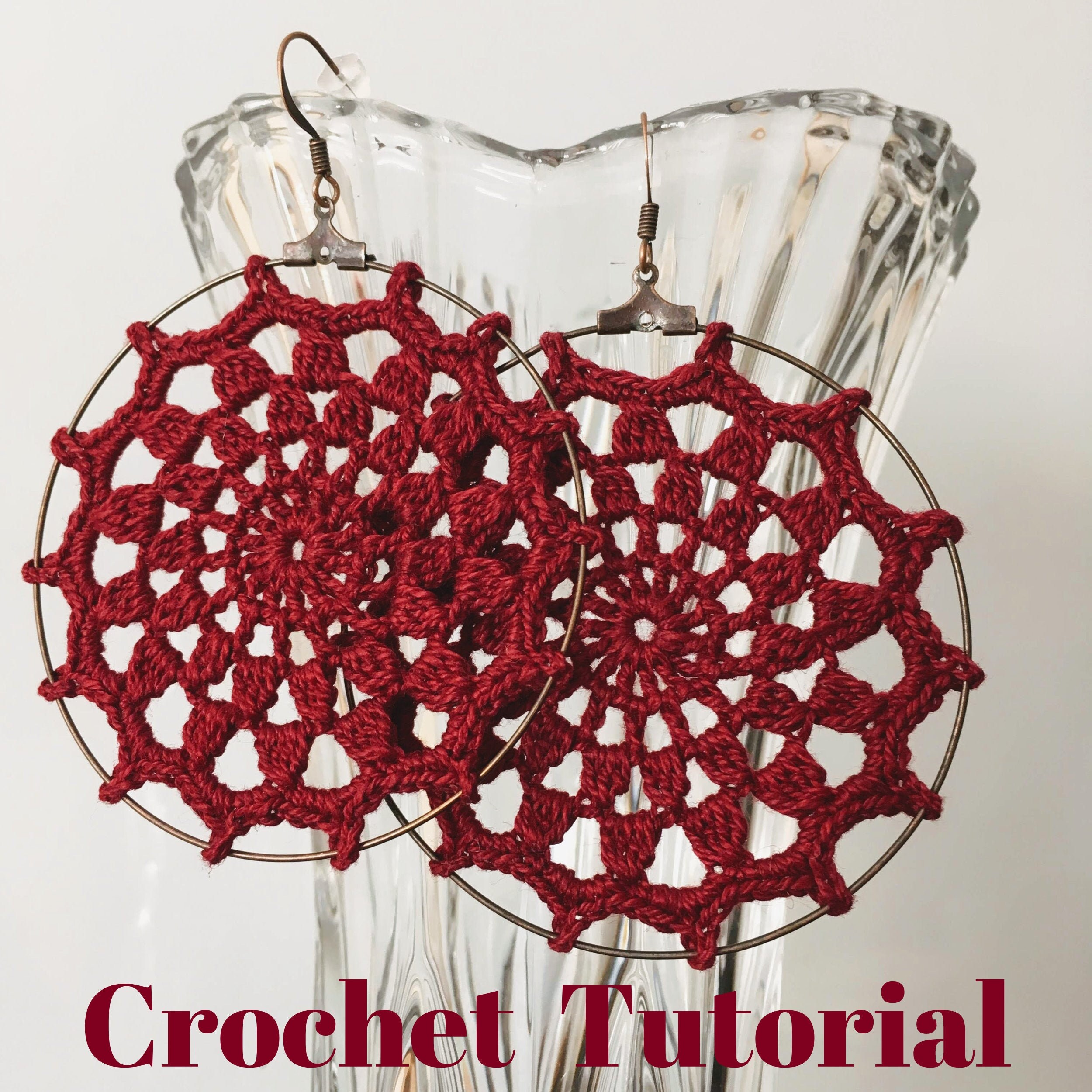 Crochet Earrings Tutorial, DIY Mandala Earrings Crochet Pattern, Instant Download Jewelry Making PDF Tutorial, Crochet Instructions Ebook