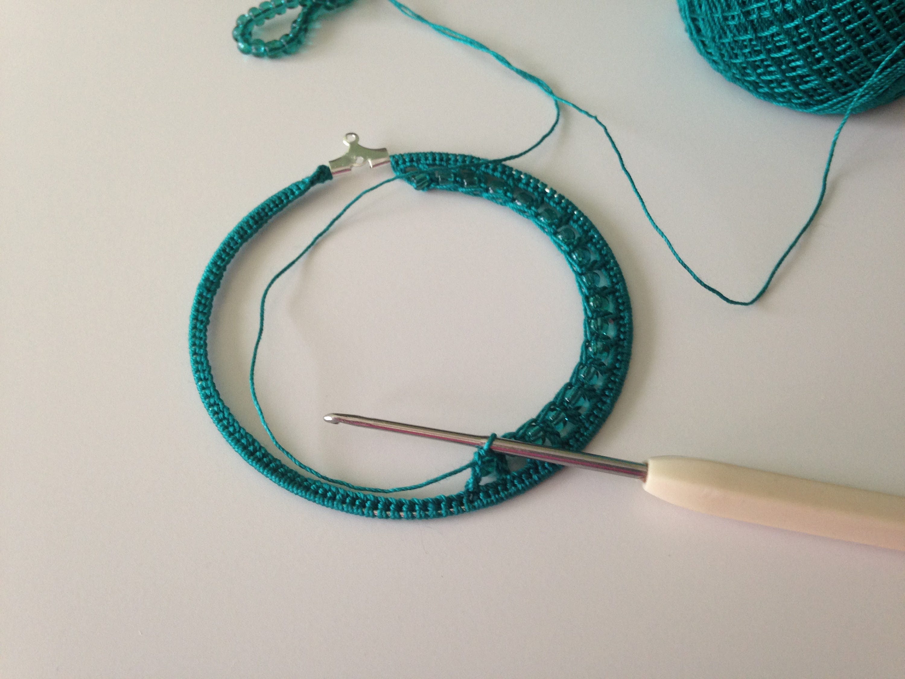 Crochet Pattern Beaded Hoop Earrings, Jewelry Tutorial, PDF Pattern, Earring Tutorial, Crochet Earrings Pattern, Instant Download, Ebook - Thumbnail 6