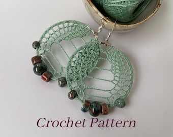 Boho Crochet Earrings Pattern with Beads, Crochet Jewelry Pattern, Crochet Hoop Earrings Pattern, PDF Crochet Pattern, Crochet Tutorial