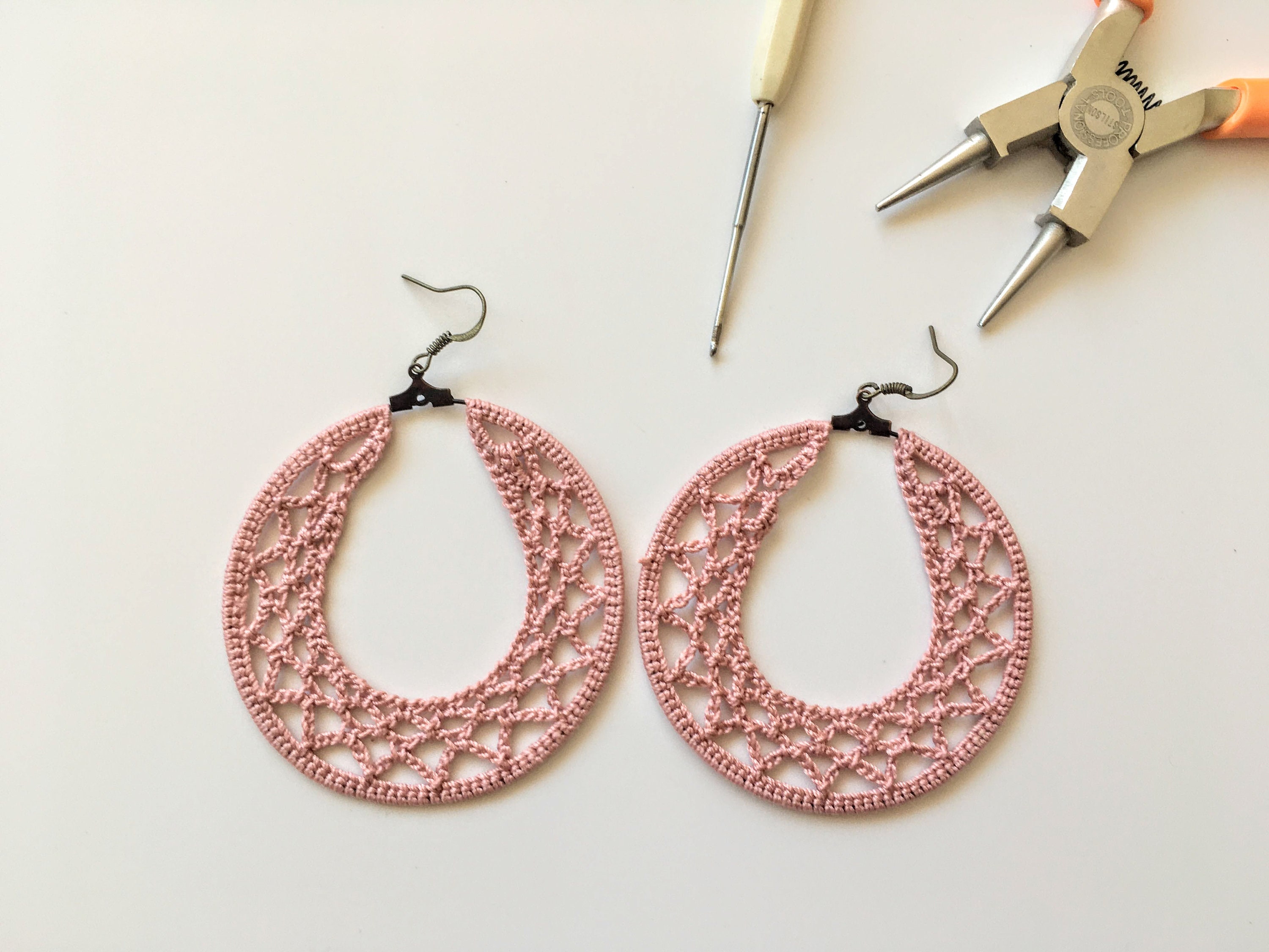Crochet Pattern Geometric Hoop Earrings PDF Tutorial,  Instant Download DIY Crochet Earrings , Jewelry Making Tutorial, Crochet Photo Ebook - Thumbnail 5