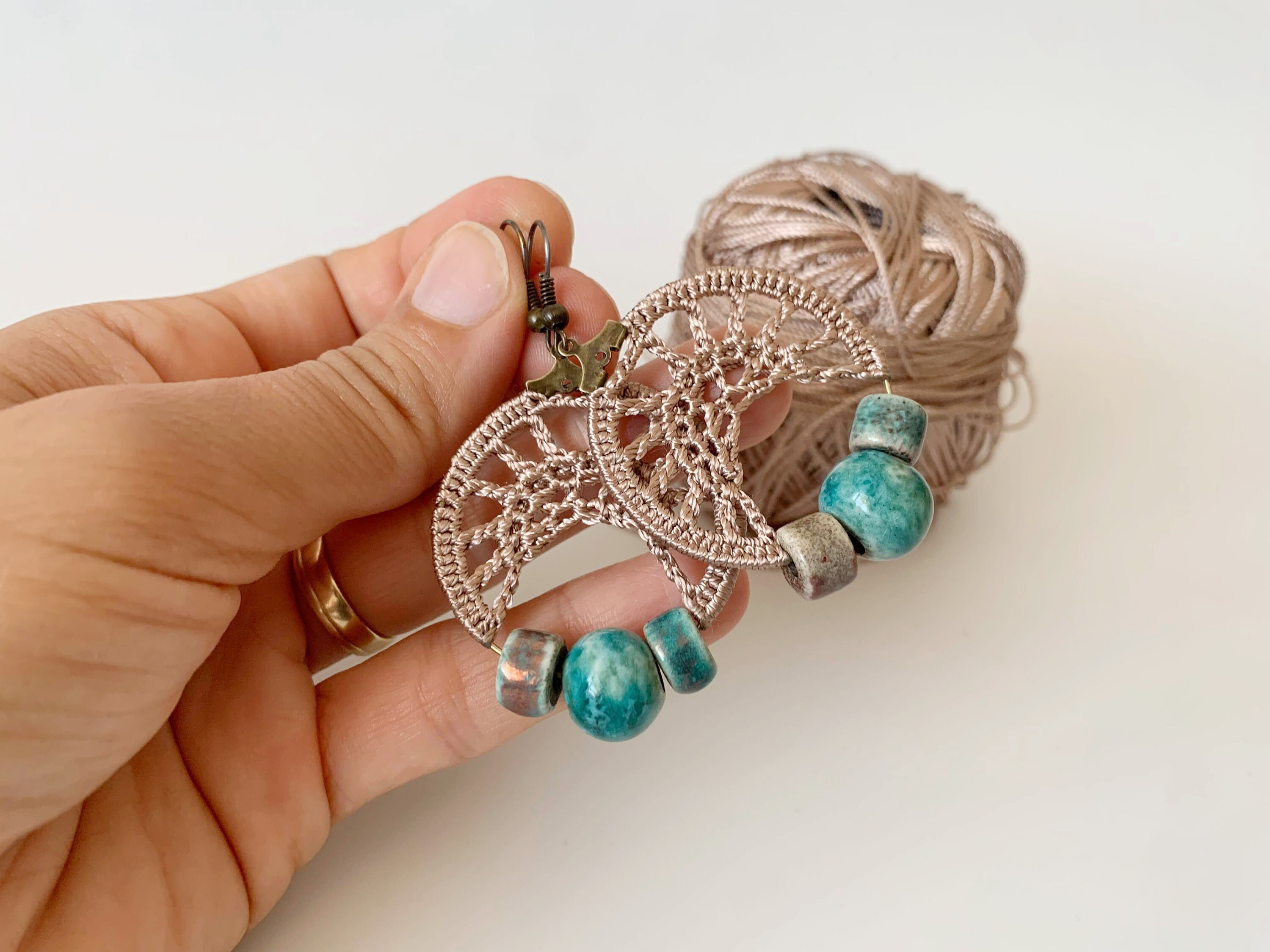 Crochet Earrings Pattern, Crochet Hoop Earrings PDF Tutorial, DIY Crochet Earrings Step By Step Guide , Crochet Jewelry Making Photo Ebook - Thumbnail 3