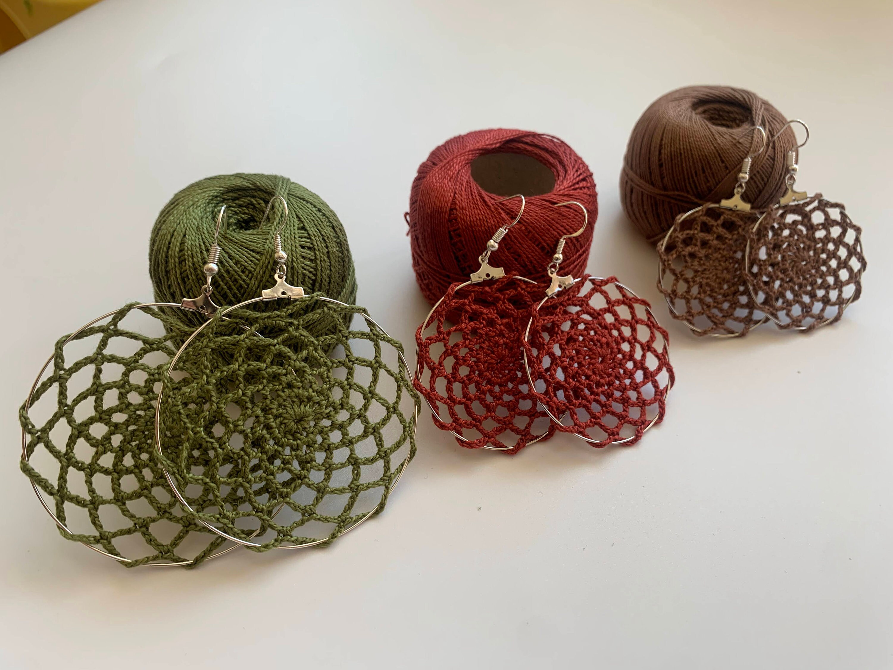 2 Scalable Crochet Patterns for Lace Hoop Crochet Earrings, DIY Earrings Crochet Ebook, Jewelry Making Crochet Tutorial, PDF Pattern - Thumbnail 3