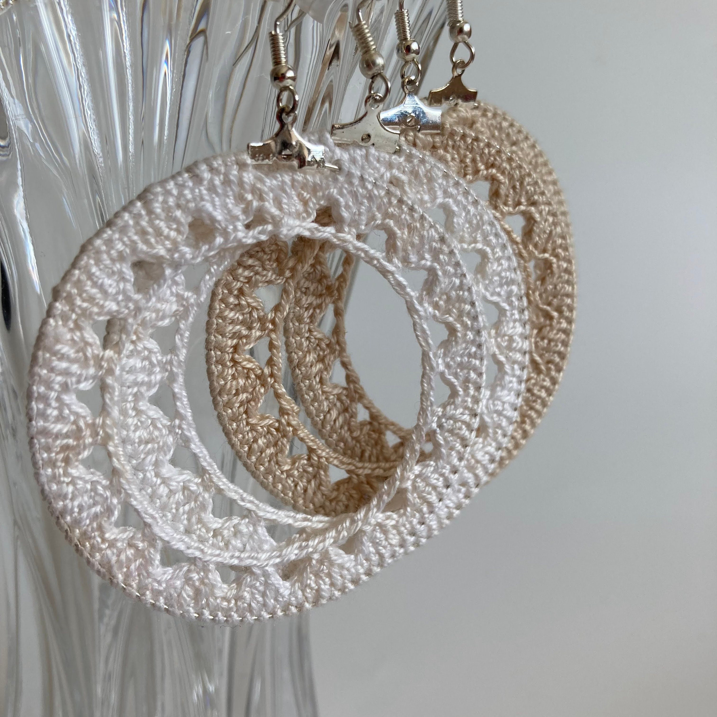 Crochet Earrings Pattern, Hoop Earrings Tutorial, Crochet Jewelry Photo Ebook, Jewelry Making PDF Tutorial, Boho Summer Hoops PDF Pattern - Thumbnail 2
