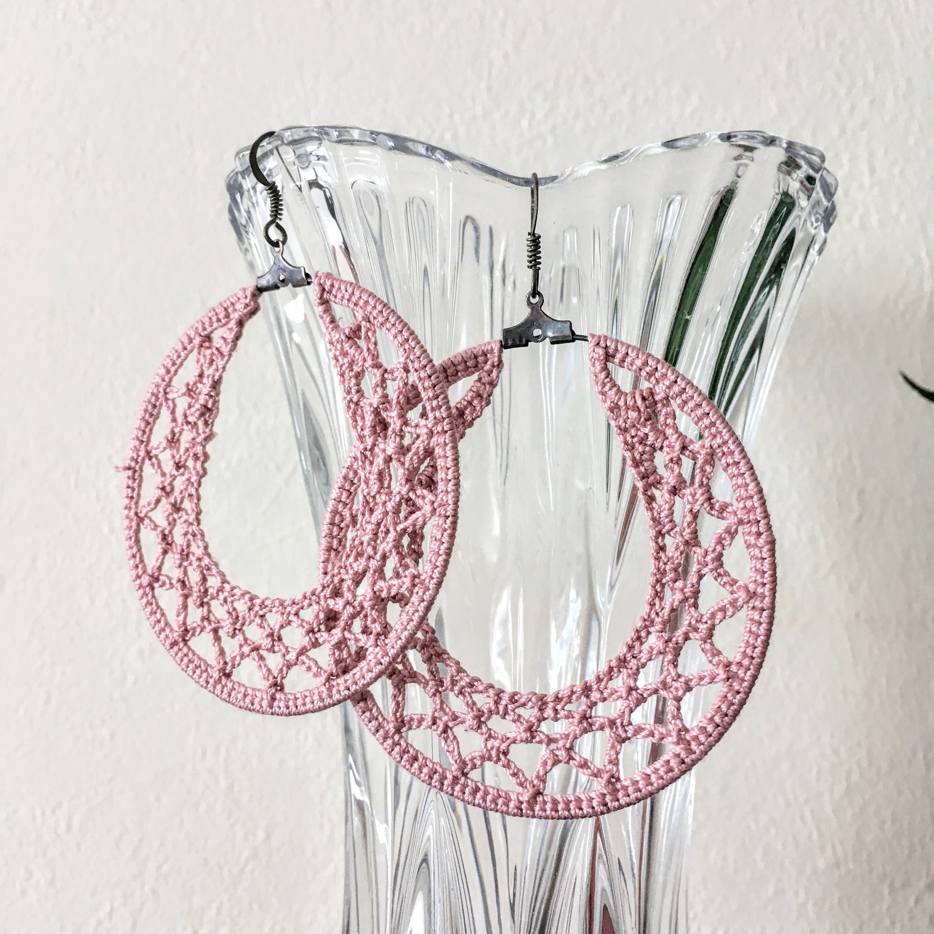 Crochet Pattern Geometric Hoop Earrings PDF Tutorial,  Instant Download DIY Crochet Earrings , Jewelry Making Tutorial, Crochet Photo Ebook - Thumbnail 2