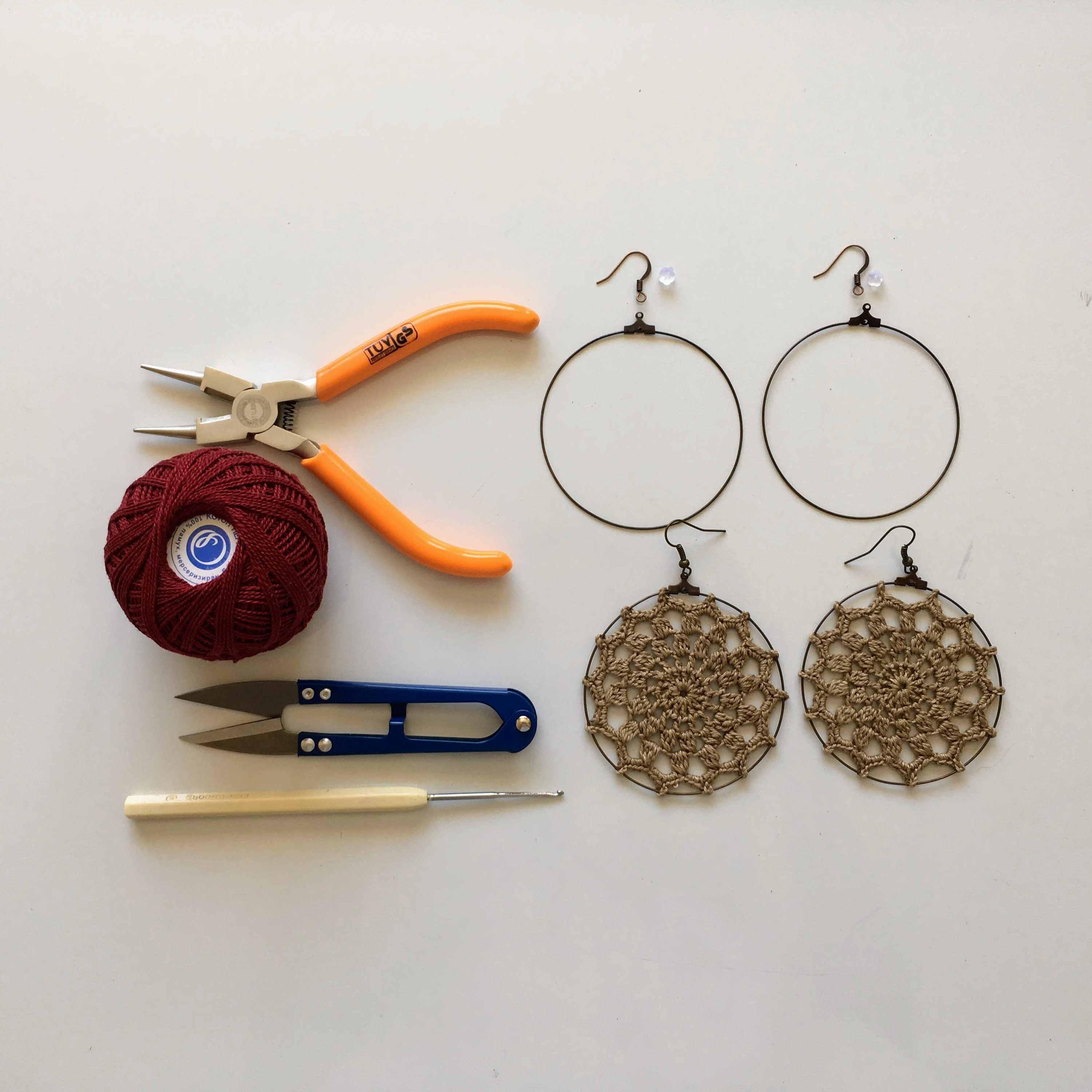 Crochet Earrings Tutorial, DIY Mandala Earrings Crochet Pattern, Instant Download Jewelry Making PDF Tutorial, Crochet Instructions Ebook - Thumbnail 5