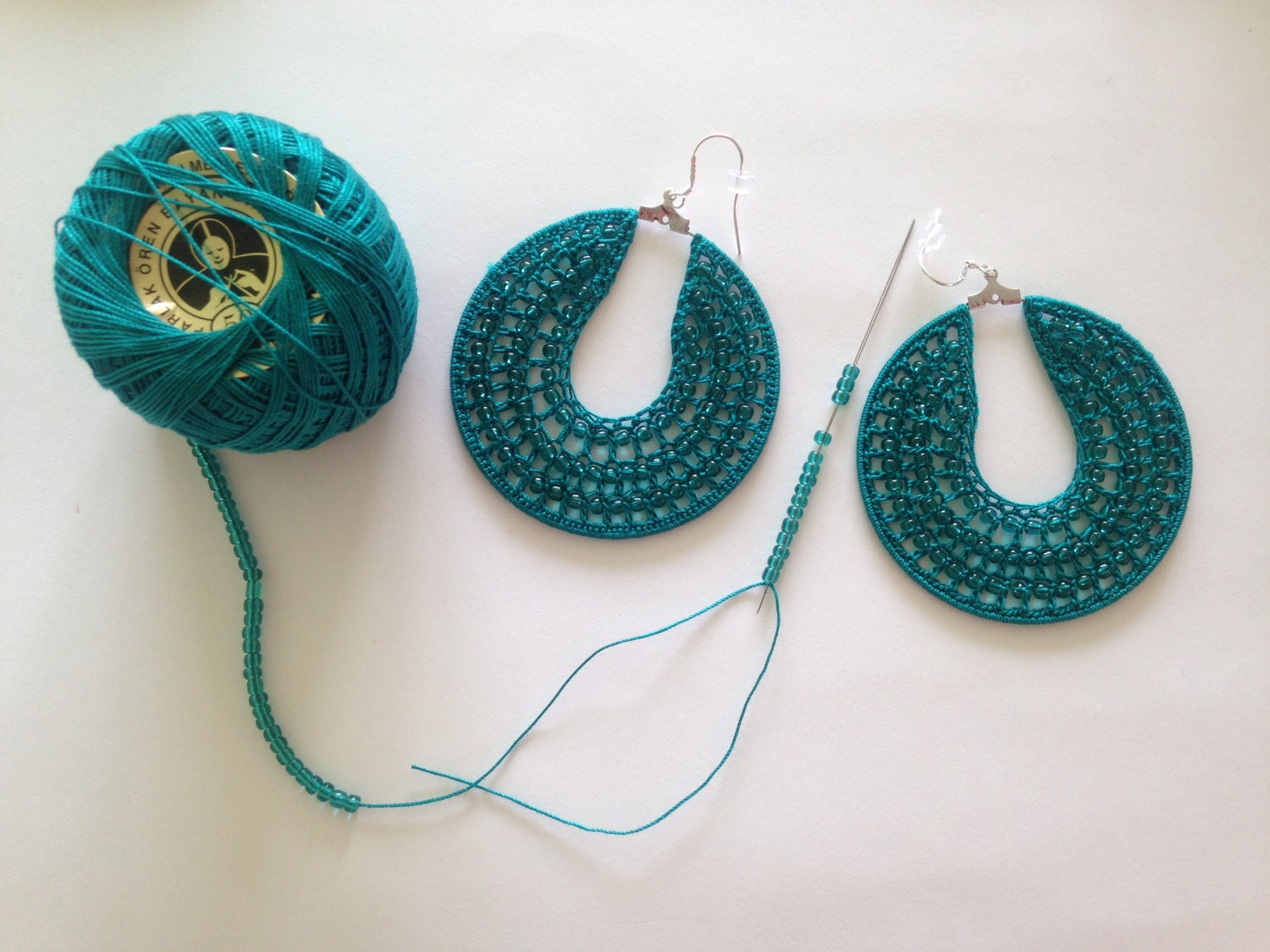 Crochet Pattern Beaded Hoop Earrings, Jewelry Tutorial, PDF Pattern, Earring Tutorial, Crochet Earrings Pattern, Instant Download, Ebook - Thumbnail 4