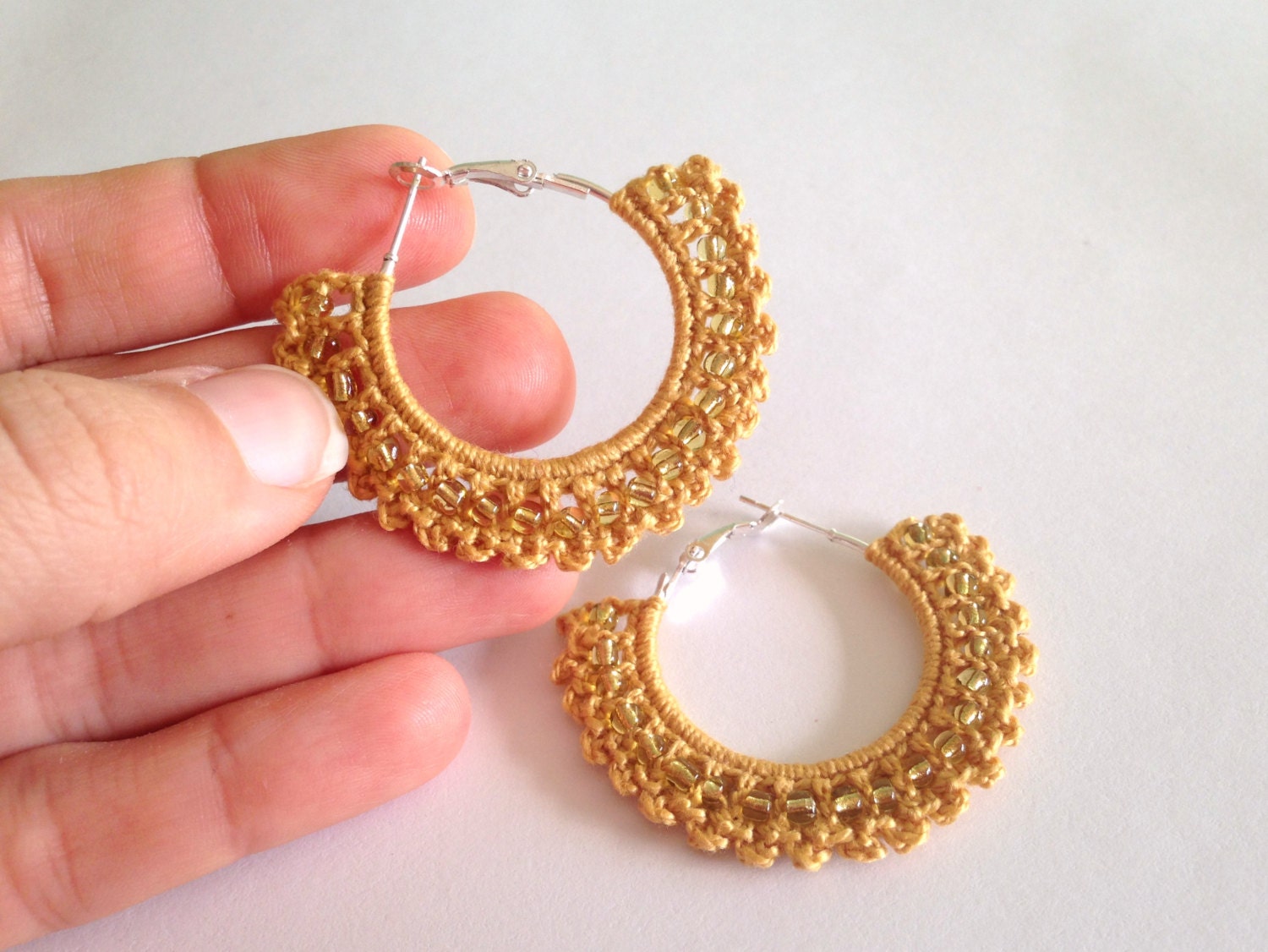 Crochet Pattern Beaded Fan Earrings, Digital Download, PDF Crochet Pattern, Crochet Earrings Pattern, Crochet Jewelry Pattern, PDF Tutorial - Thumbnail 5