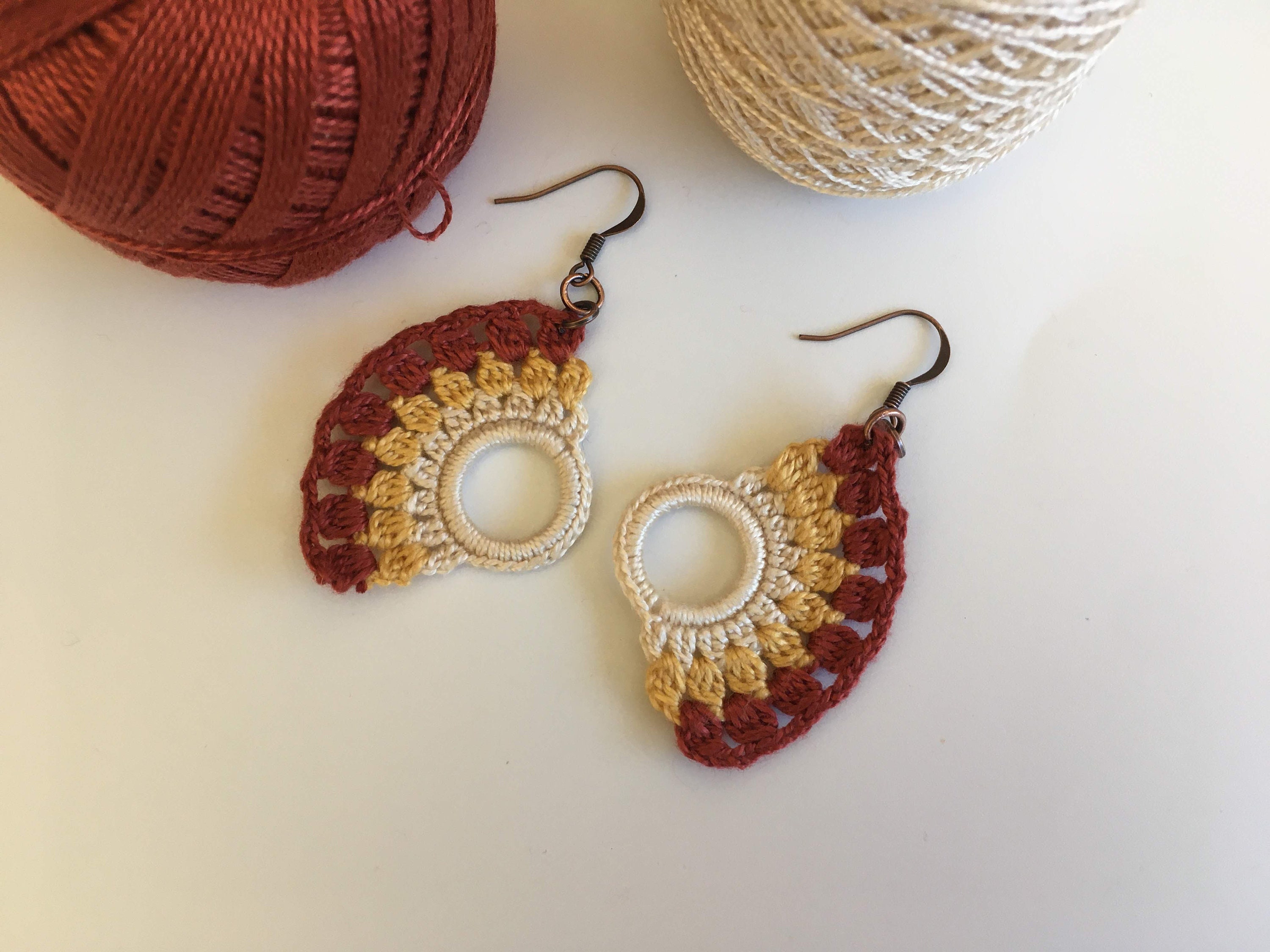 DIY Fan Earrings Crochet Pattern, Instant Download Crochet Tutorial, Crochet Earrings Digital Pattern, Jewelry Making Photo Crochet Ebook - Thumbnail 2