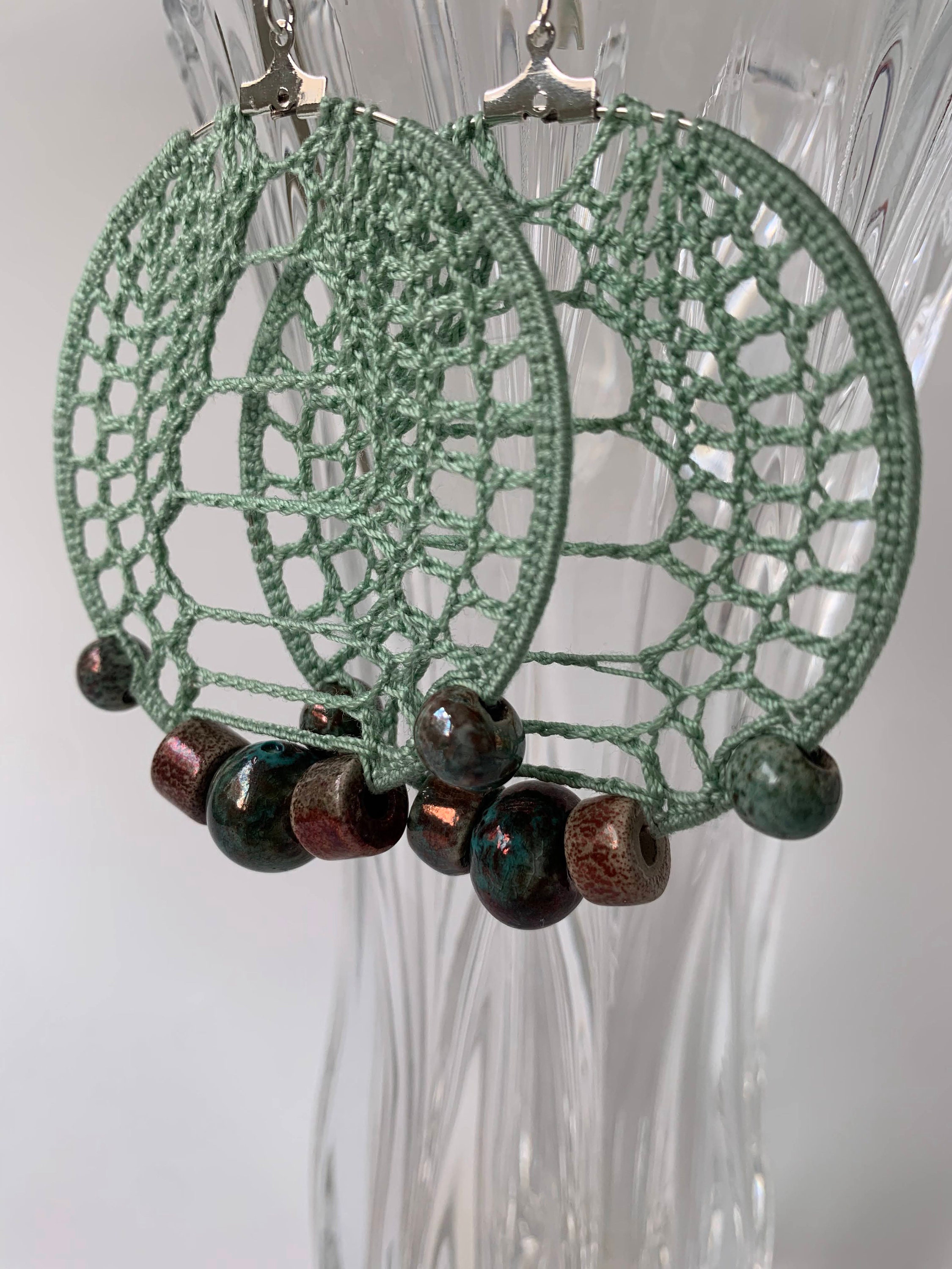 Boho Crochet Earrings Pattern with Beads, Crochet Jewelry Pattern, Crochet Hoop Earrings Pattern, PDF Crochet Pattern, Crochet Tutorial - Thumbnail 5