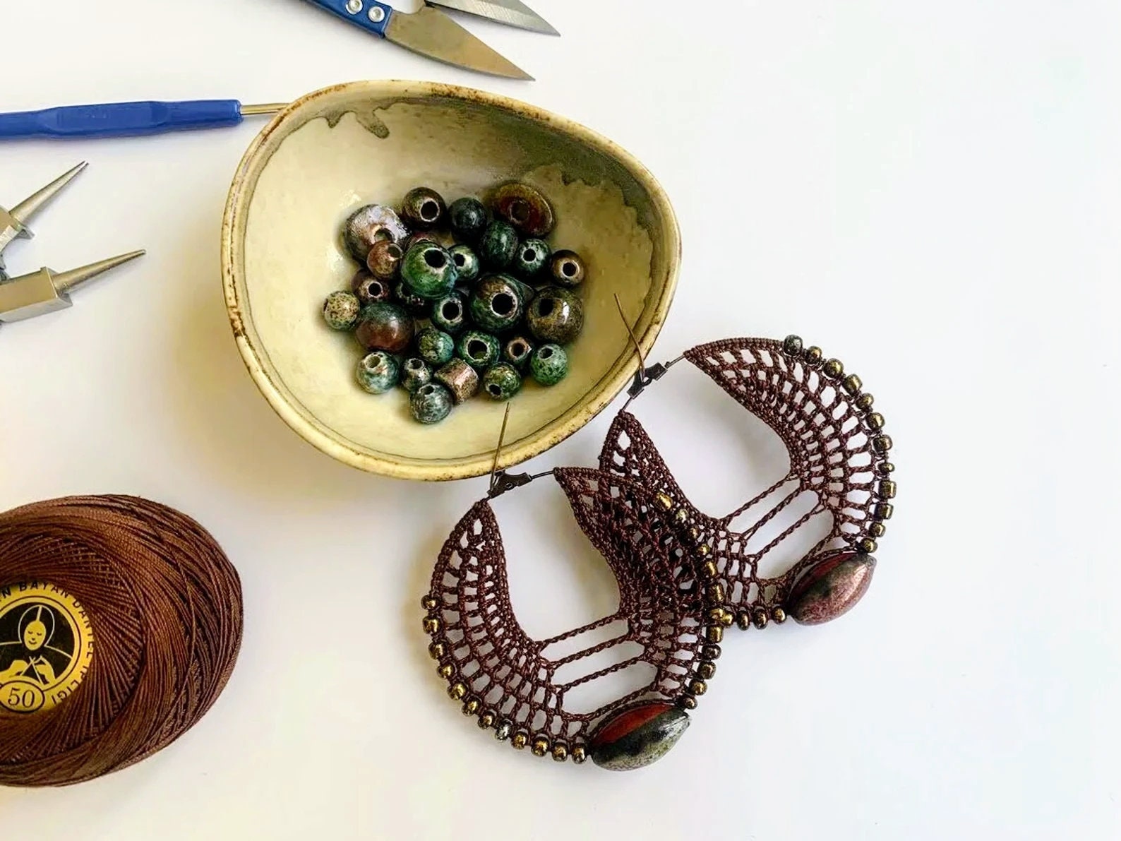 Bundle of 9 Crochet Hoop Earrings PDF Tutorials, Instant Download Crochet Pattern, Jewelry Making Photo Ebook, DIY Earrings Crochet Tutorial - Thumbnail 3