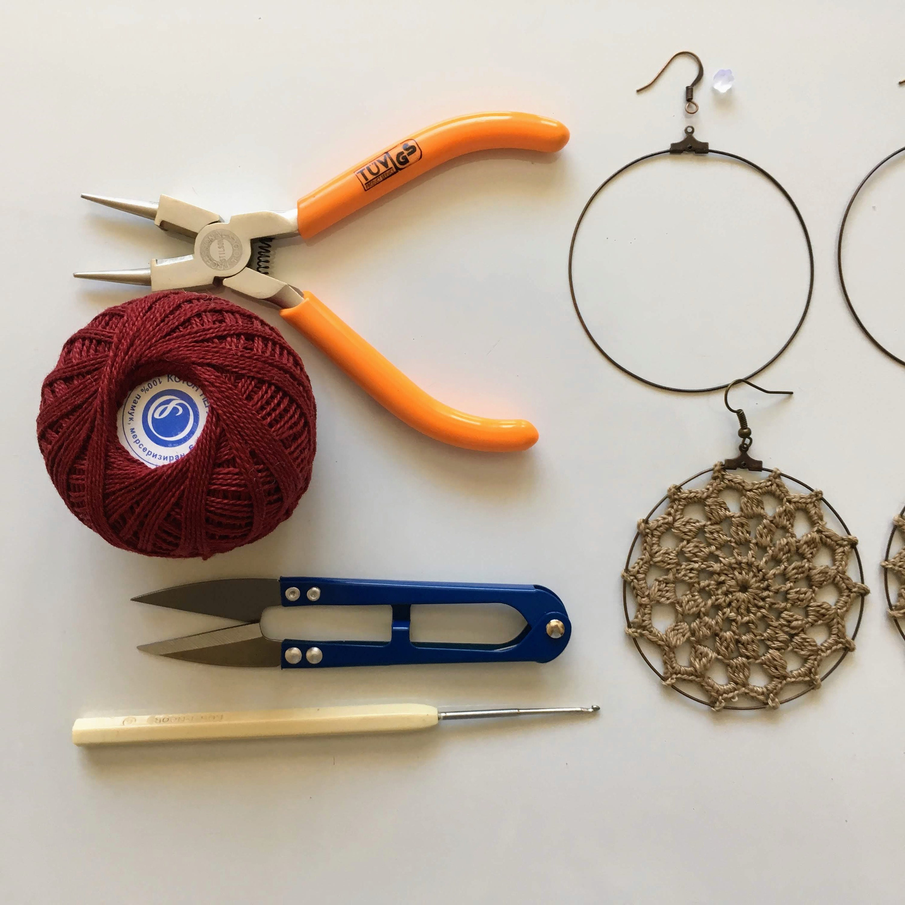 Crochet Earrings Tutorial, DIY Mandala Earrings Crochet Pattern, Instant Download Jewelry Making PDF Tutorial, Crochet Instructions Ebook - Thumbnail 6