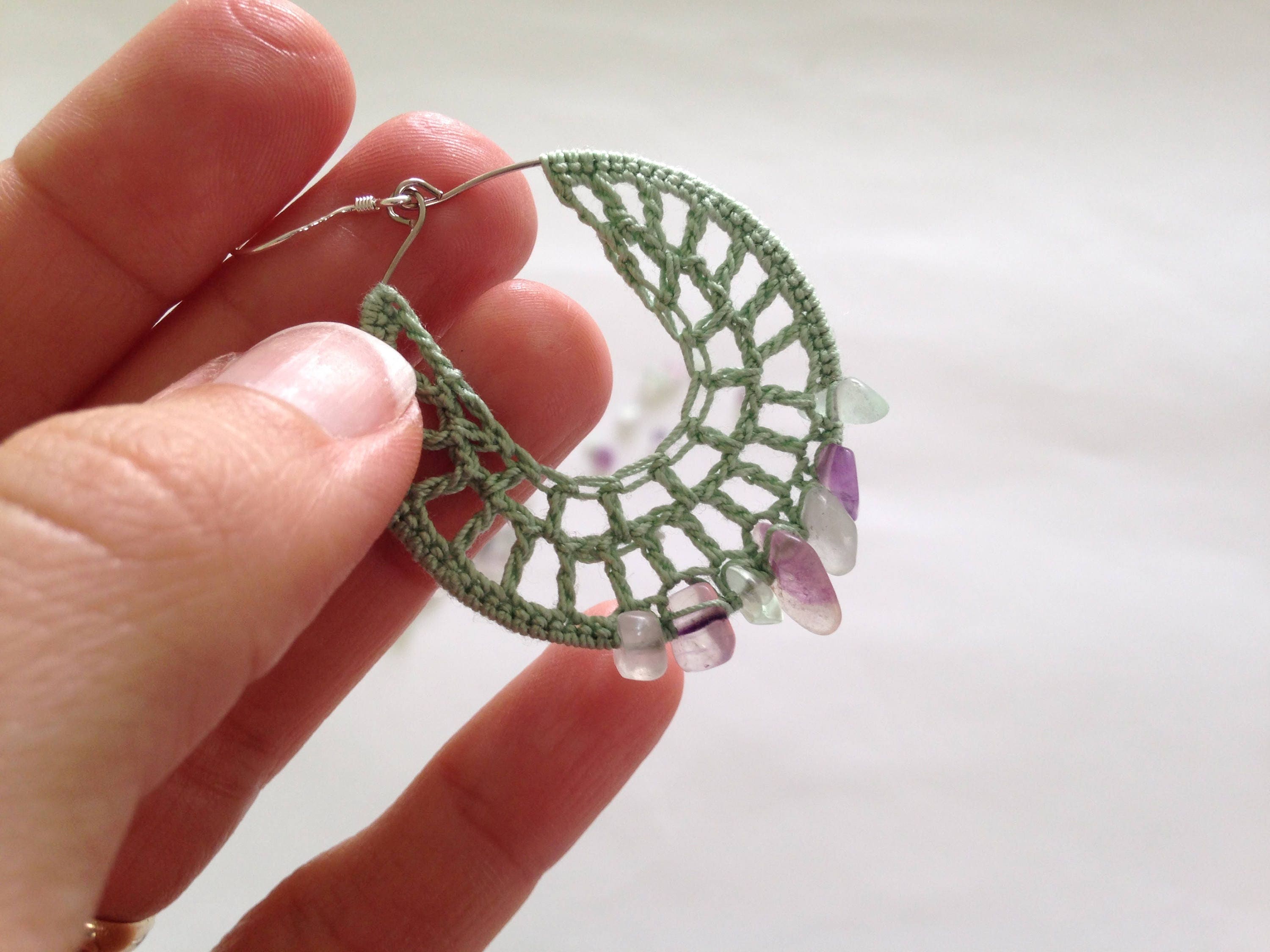 Crochet Earrings Tutorial, Digital Download Crochet Pattern, Crochet Tutorial, Beaded Jewelry Tutorial, Instant Download PDF Pattern - Thumbnail 2