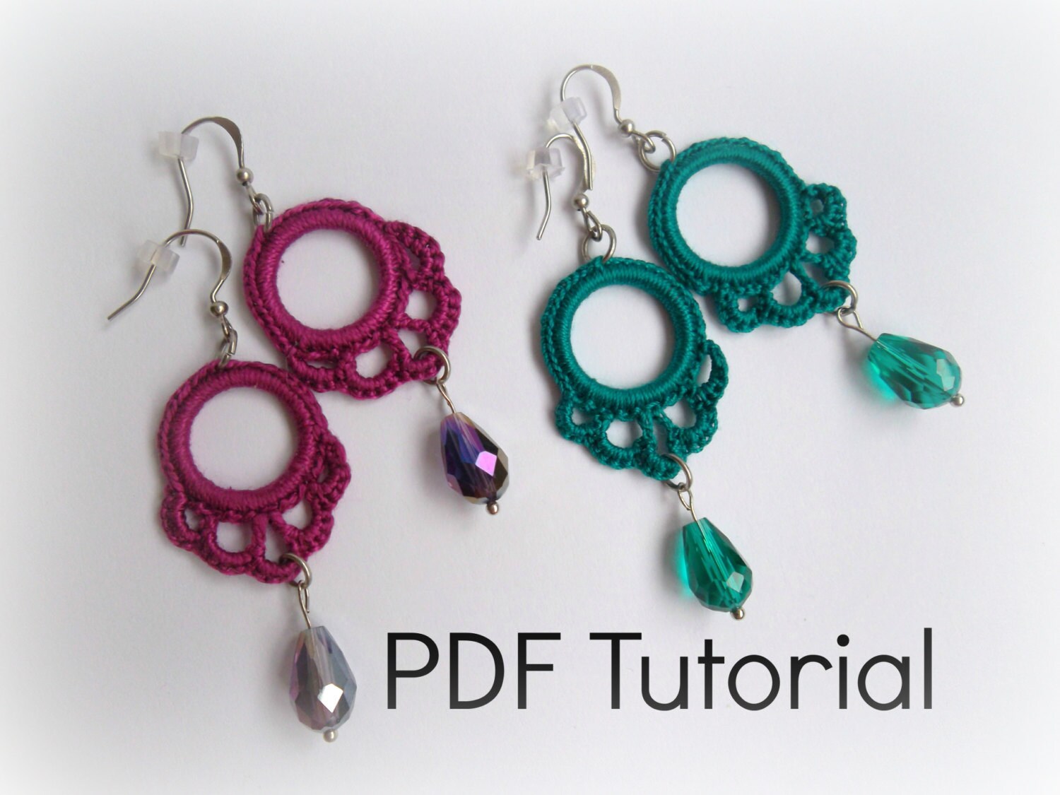 Bundle of 4 Crochet Earrings Patterns, DIY Jewelry Making Pattern, Photo Ebook Crochet Tutorial, Instant Download Crochet Jewelry PDF - Thumbnail 2