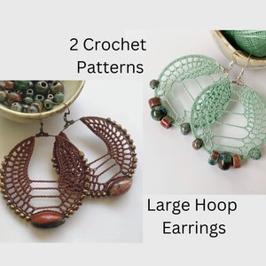 2 Crochet Patterns for 6 cm Beaded Hoop Earrings, Crochet Jewelry Making Pattern, DIY PDF Crochet Pattern, Digital Download Crochet Tutorial