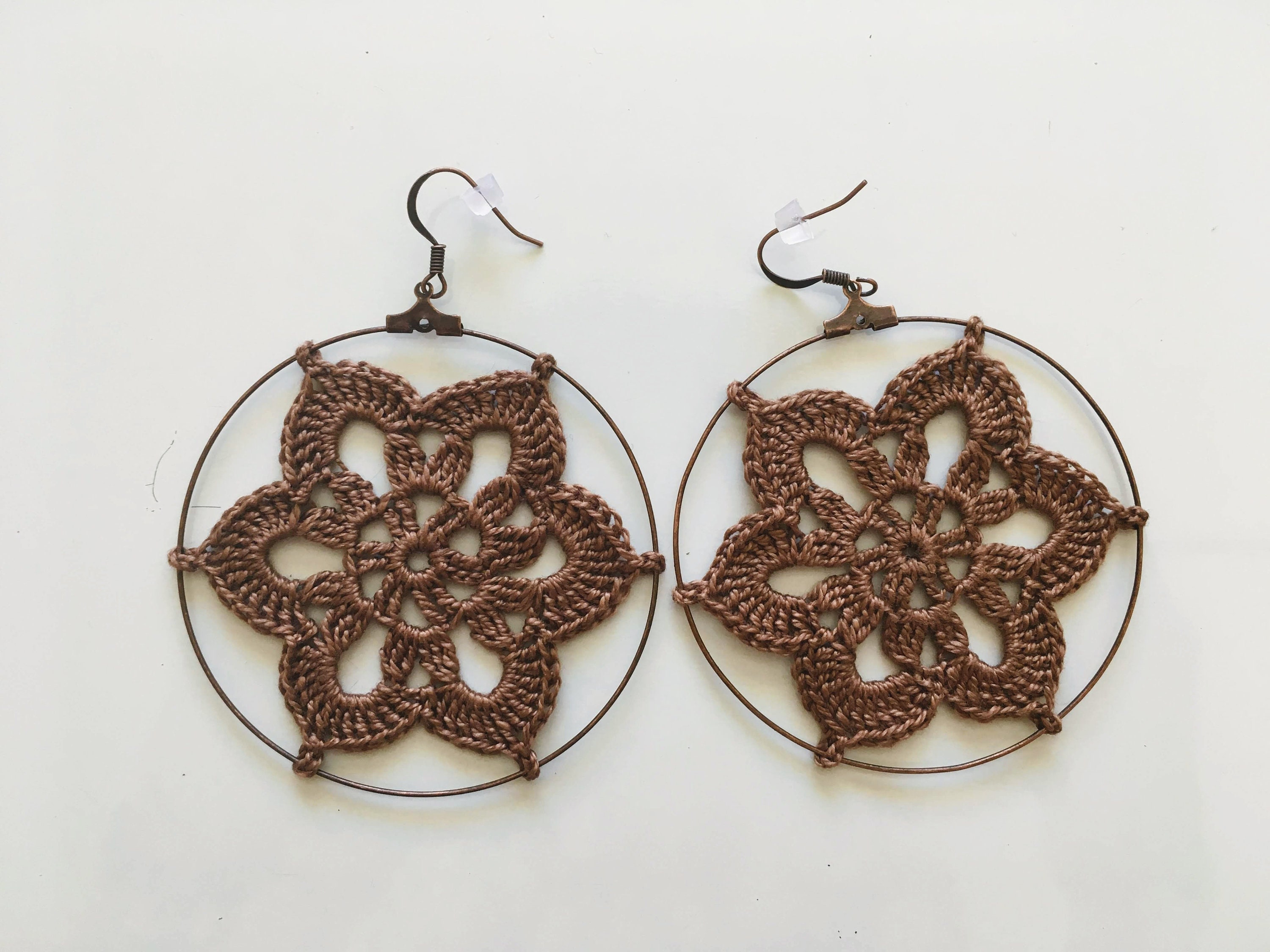 Crochet Pattern Floral Hoop Earrings, Crochet Jewelry Making Tutorial, Instant Download Crochet Earrings Pattern, Crochet PDF Ebook - Thumbnail 3