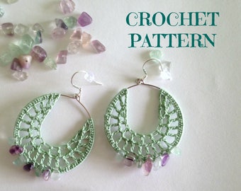 Tutorial gehaakte oorbellen, digitale download haakpatroon, haaktutorial, zelfstudie kralensieraden, pdf-patroon directe download