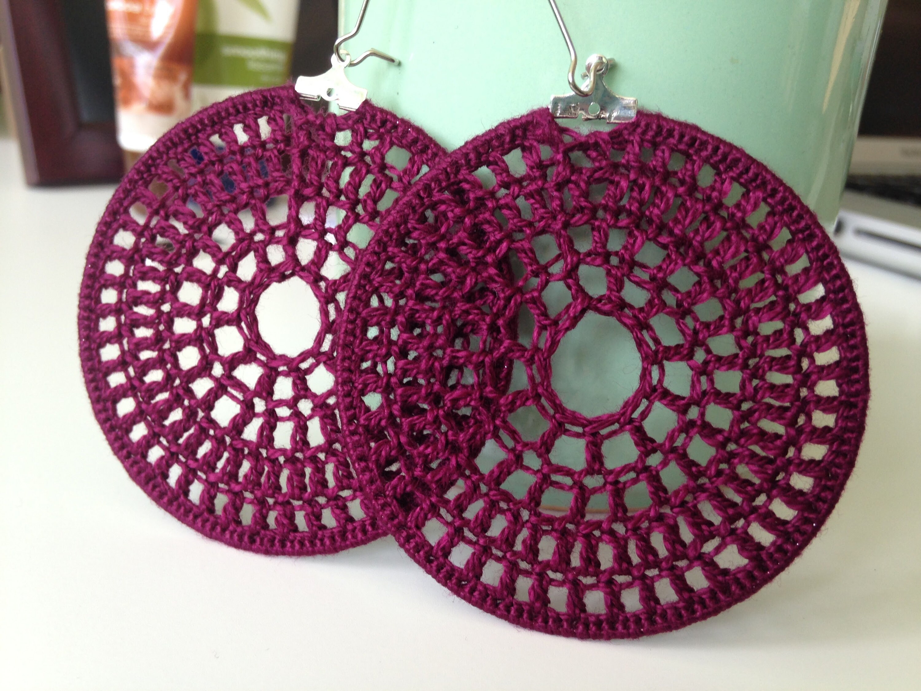 Crochet Pattern Large Circle Earrings, Crochet Tutorial, PDF Pattern, Earring Tutorial, Crochet Earrings Pattern, Instant Download, Ebook - Thumbnail 3