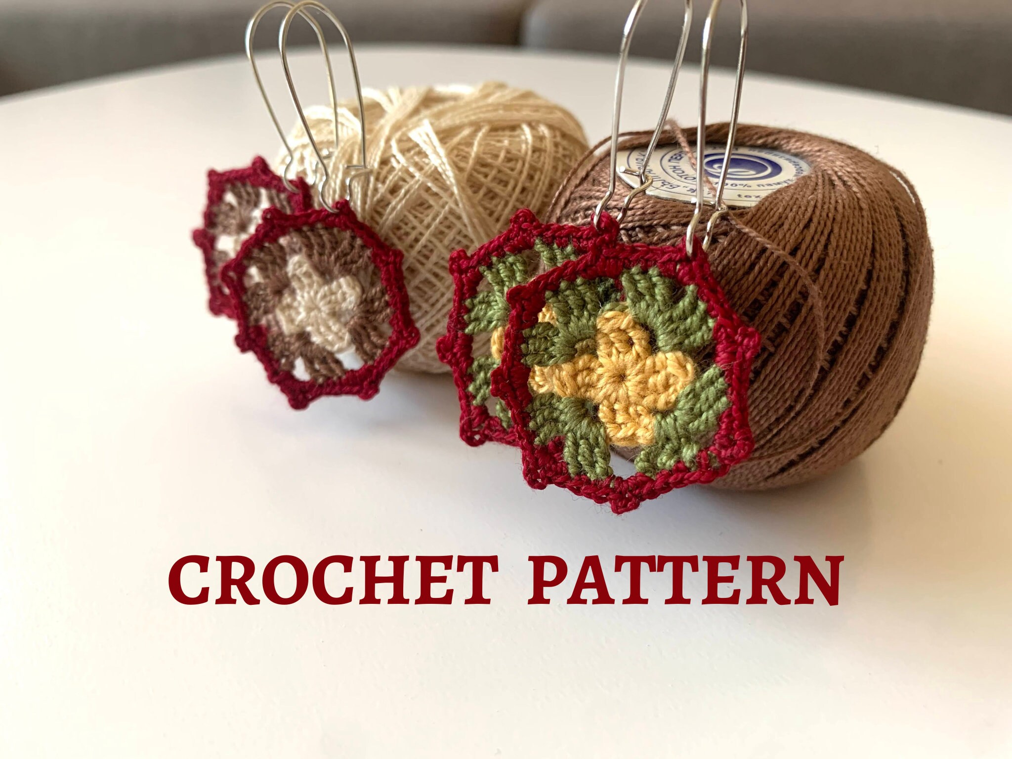 Beginner Friendly Earrings Crochet Pattern, Granny Square Micro Crochet PDF Tutorial, DIY Easy Crochet Pattern, Jewelry Making Digital Ebook