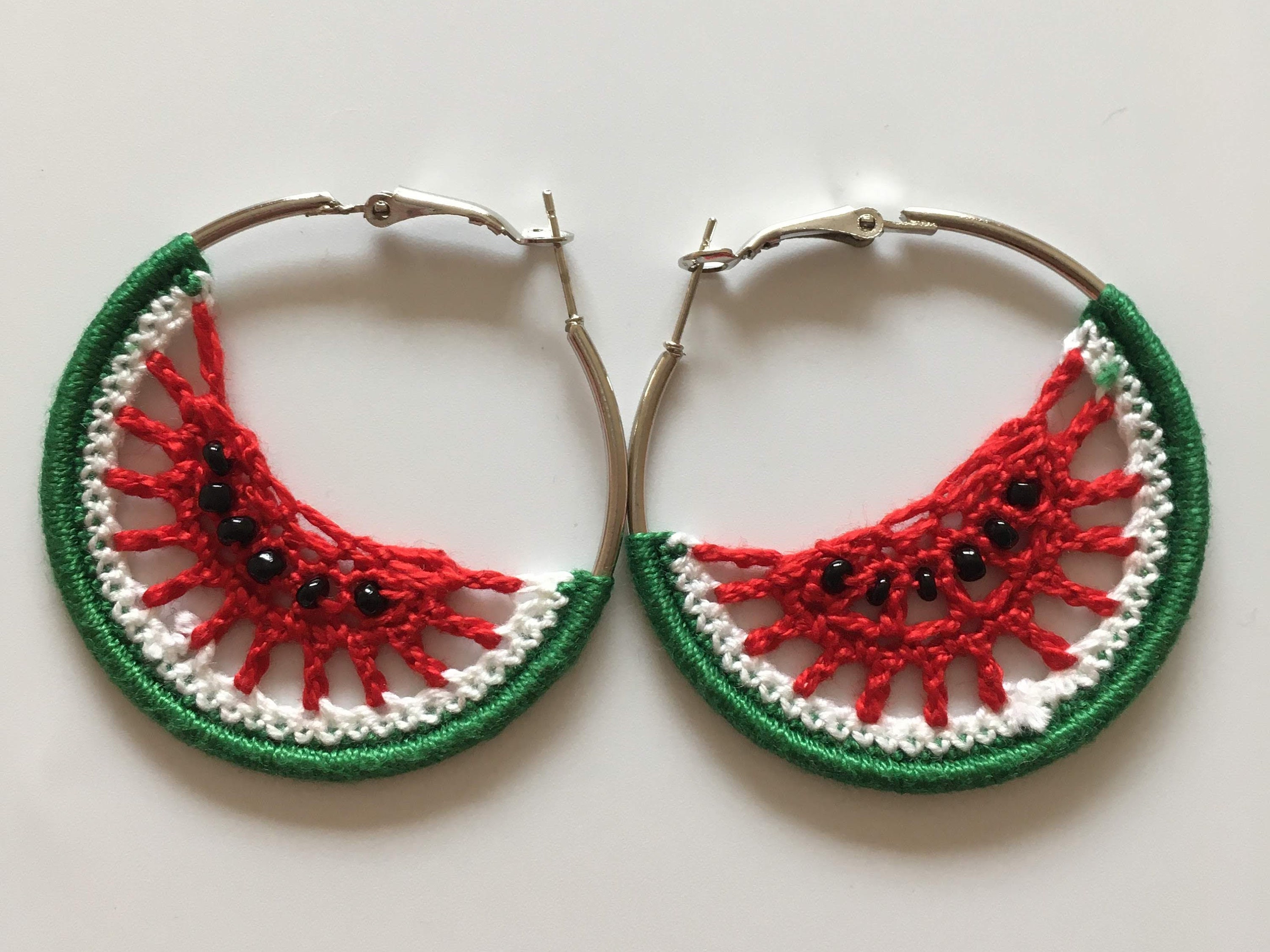 Watermelon Earrings Crochet Pattern, Instant Download Crochet Earrings Tutorial, Jewelry Making Crochet Ebook, Fruit Earrings PDF Tutorial - Thumbnail 2