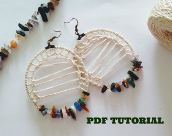 Crochet Earrings Pattern, Beaded Hoop Earrings Crochet Ebook, DIY Crochet Jewelry Tutorial, Instant Download Jewelry Making PDF Pattern