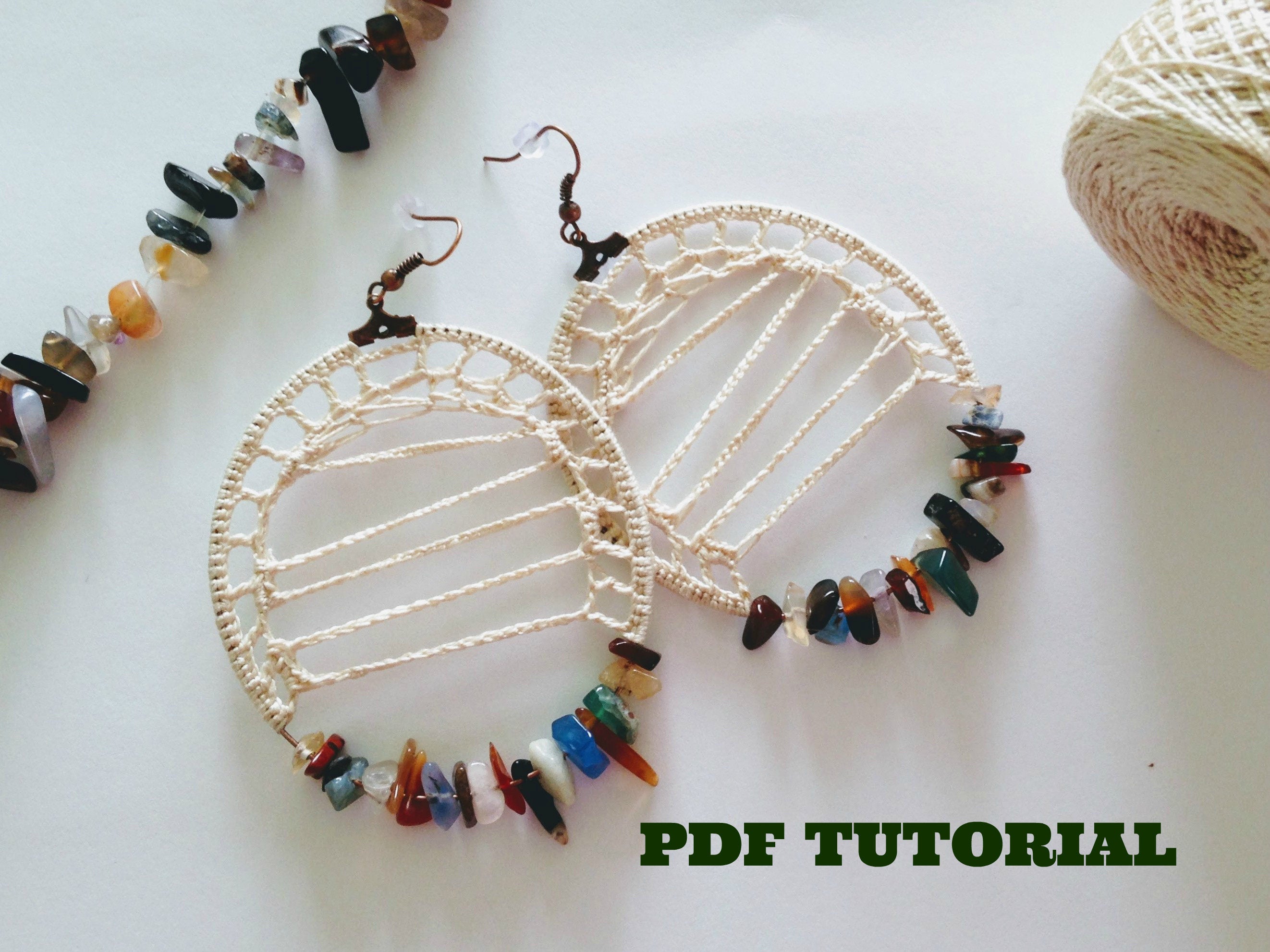 Crochet Earrings Pattern, Beaded Hoop Earrings Crochet Ebook, DIY Crochet Jewelry Tutorial, Instant Download Jewelry Making PDF Pattern
