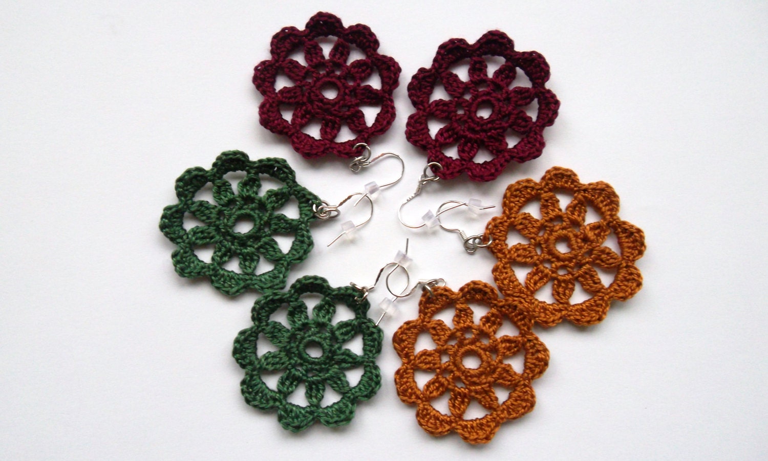 Crochet Pattern, PDF Pattern Crochet Flower Lace Earrings, Instant Download, Digital Download, DIY Jewelry, Crochet Tutorial, Crochet Ebook - Thumbnail 2