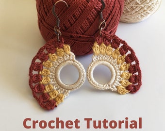 DIY Fan Earrings Crochet Pattern, Instant Download Crochet Tutorial, Crochet Earrings Digital Pattern, Jewelry Making Photo Crochet Ebook