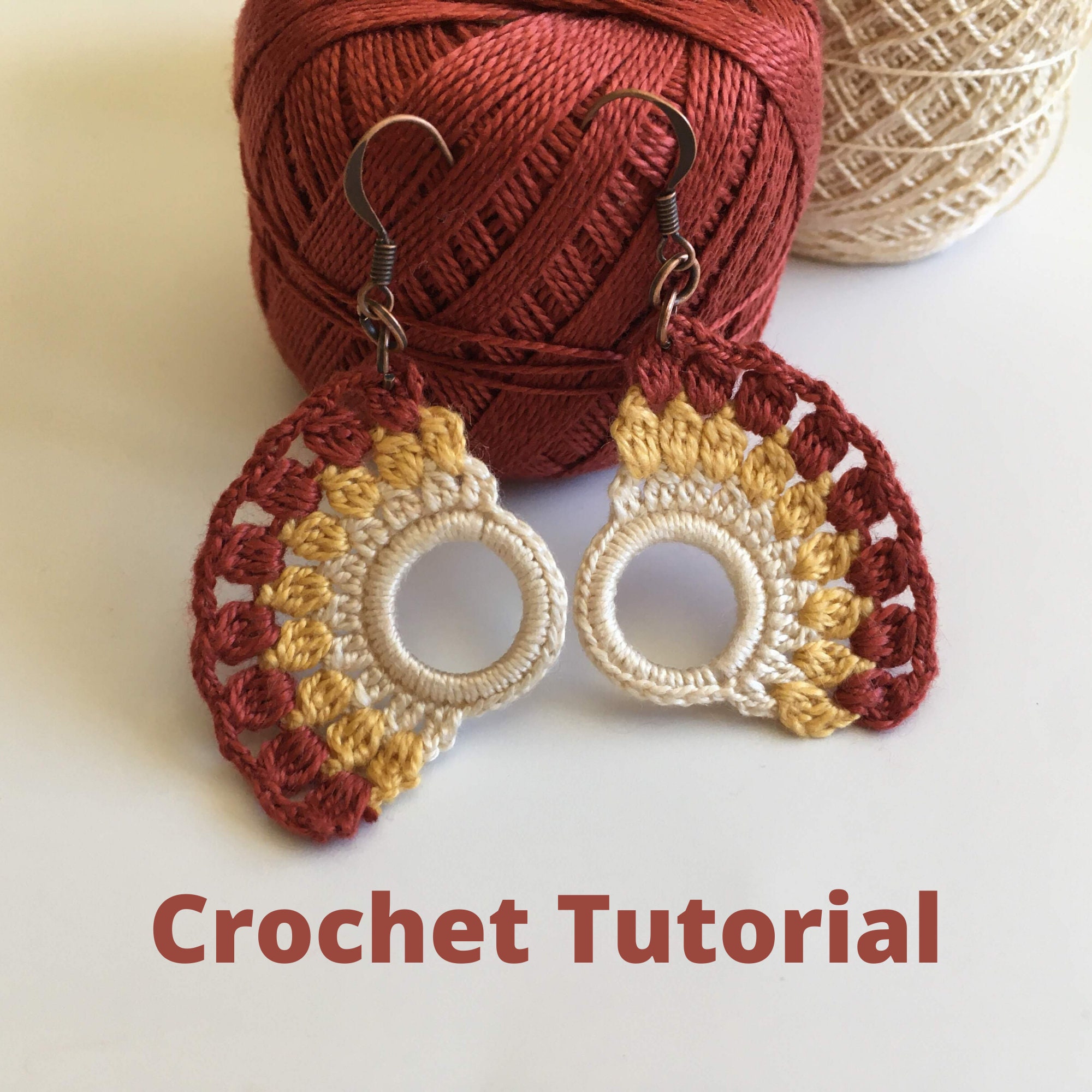 DIY Fan Earrings Crochet Pattern, Instant Download Crochet Tutorial, Crochet Earrings Digital Pattern, Jewelry Making Photo Crochet Ebook