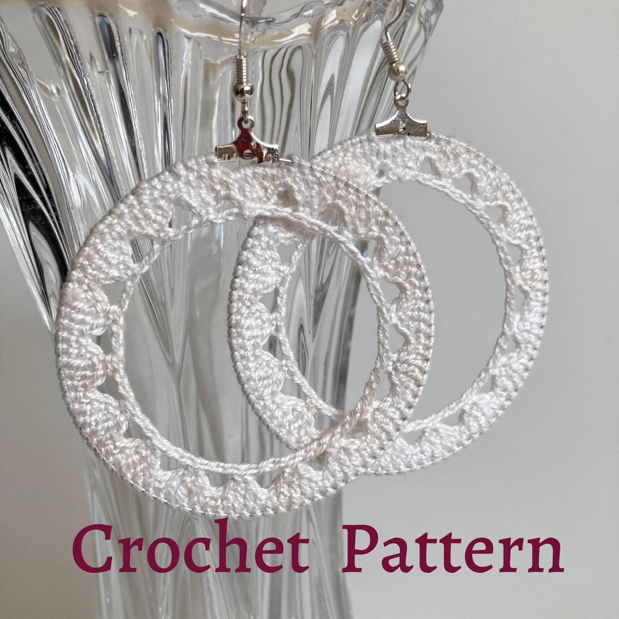 Crochet Earrings Pattern, Hoop Earrings Tutorial, Crochet Jewelry Photo Ebook, Jewelry Making PDF Tutorial, Boho Summer Hoops PDF Pattern