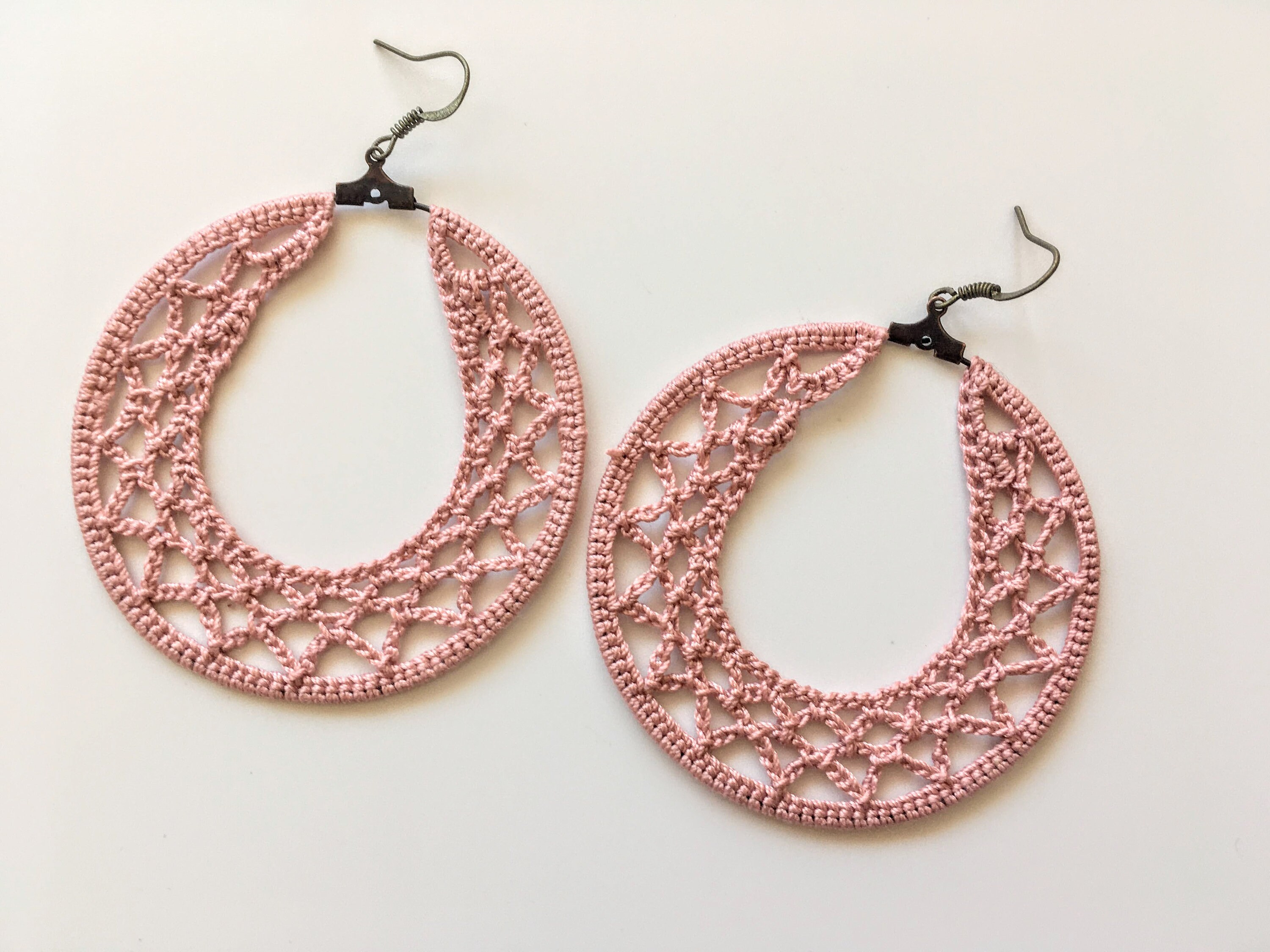 Crochet Pattern Geometric Hoop Earrings PDF Tutorial,  Instant Download DIY Crochet Earrings , Jewelry Making Tutorial, Crochet Photo Ebook - Thumbnail 6