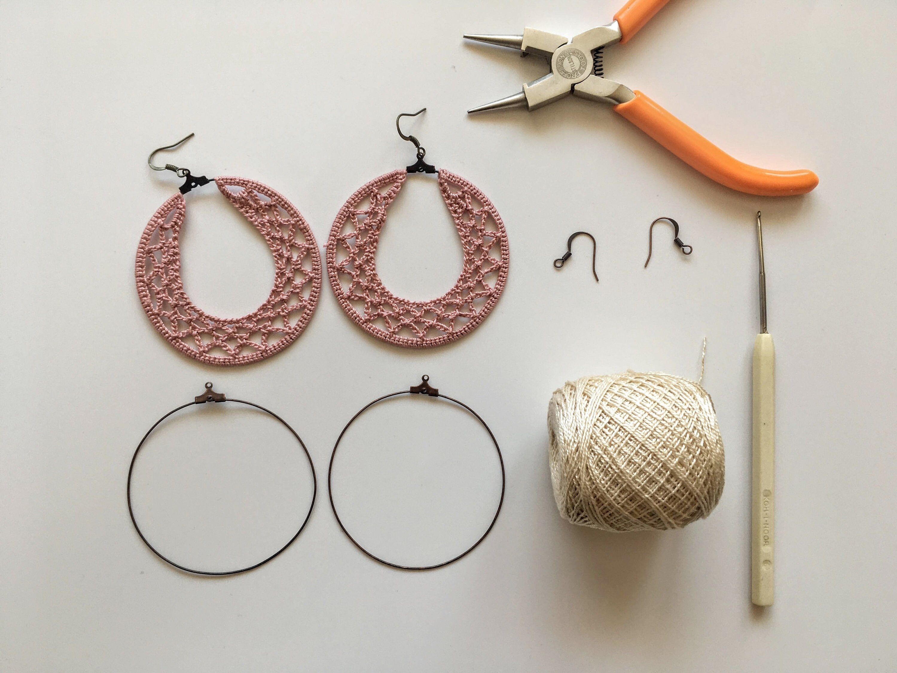 Crochet Pattern Geometric Hoop Earrings PDF Tutorial,  Instant Download DIY Crochet Earrings , Jewelry Making Tutorial, Crochet Photo Ebook - Thumbnail 4