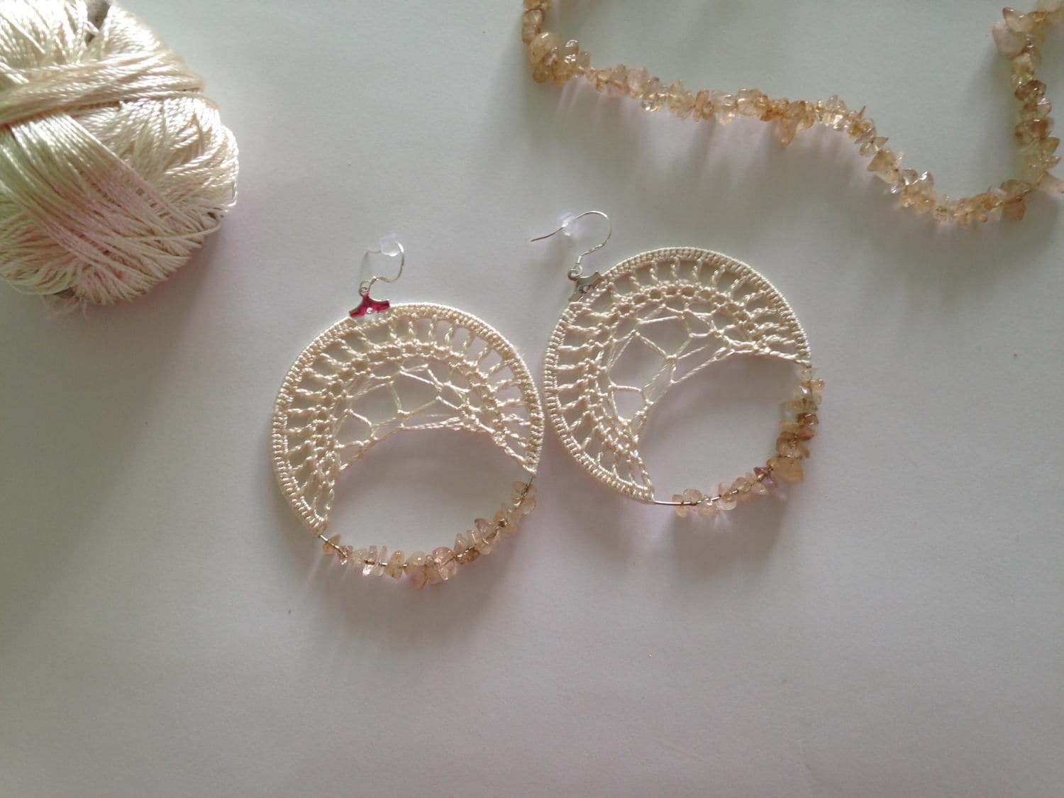 Crochet Pattern, Instant Download, PDF Pattern, Crochet Tutorial, Jewelry Pattern, Spider Web Crochet Earrings, Crochet Jewelry,Beaded Hoops - Thumbnail 4