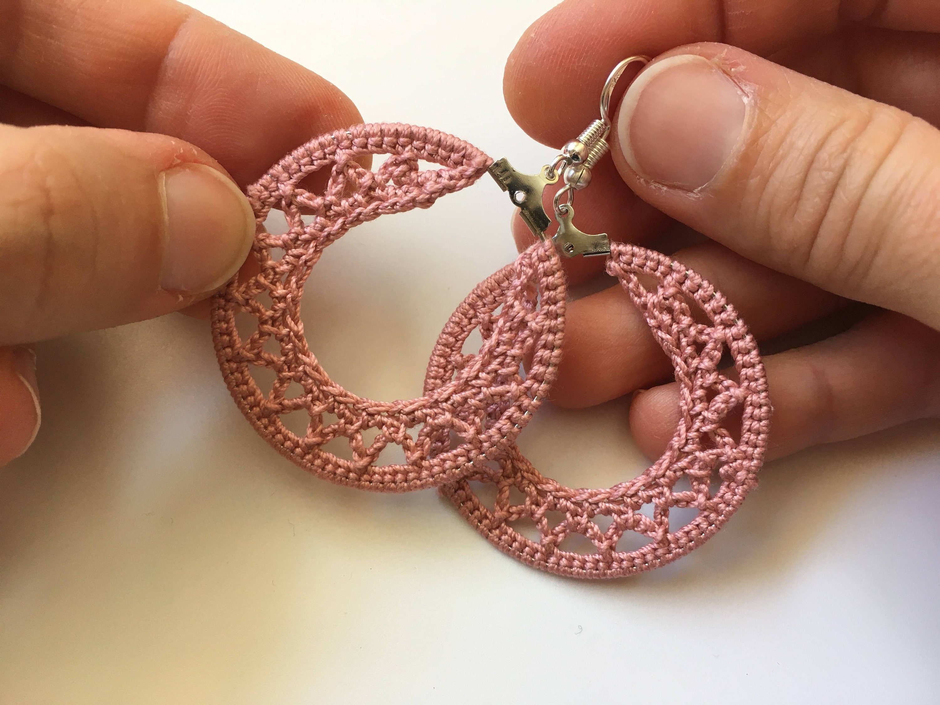 Crochet Earrings Pattern, Small Geometric Hoops PDF Tutorial, 4 cm Crochet Hoops Jewelry Making Tutorial, Instant Download DIY Crochet Ebook - Thumbnail 7