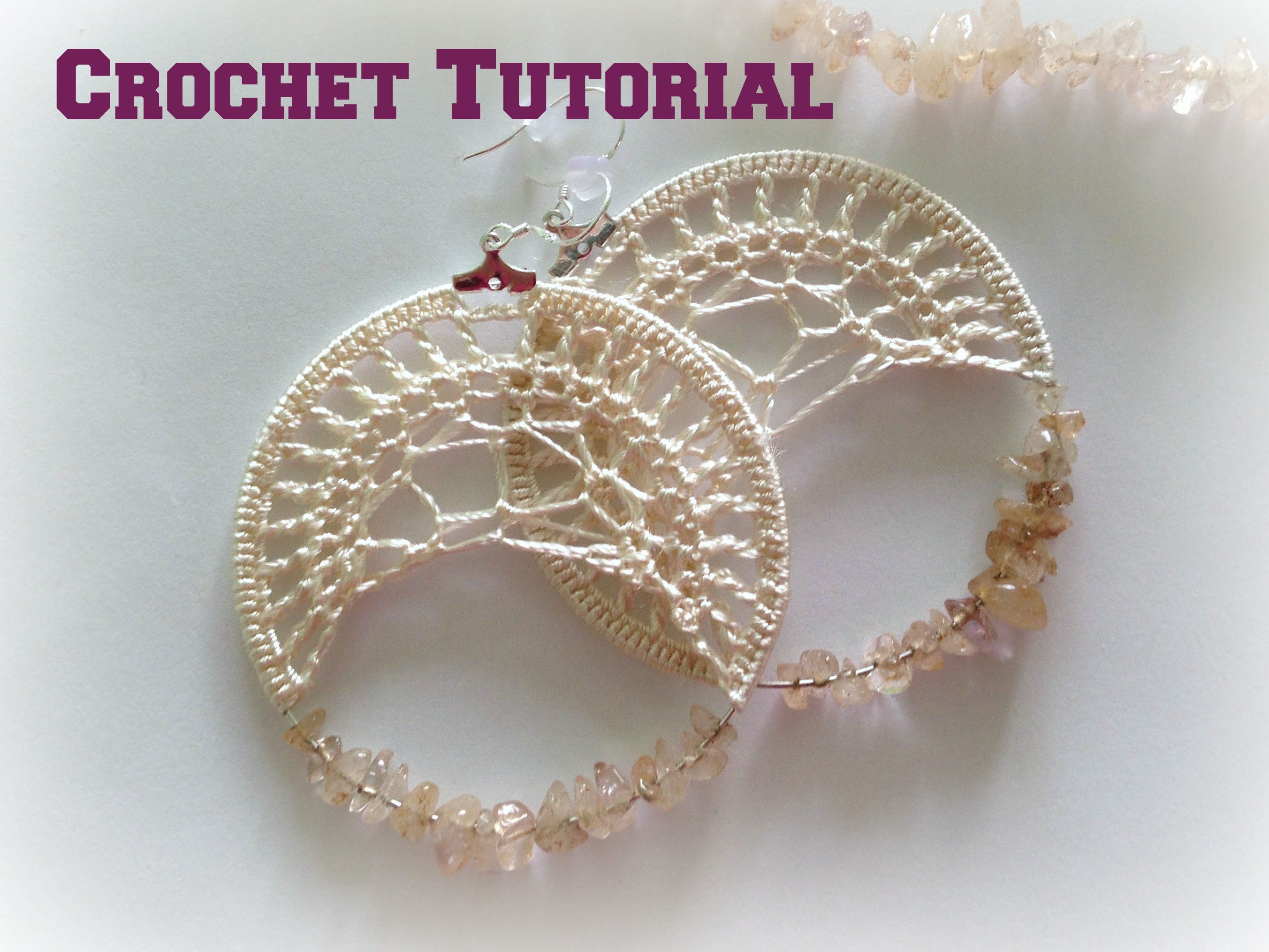 Crochet Pattern, Instant Download, PDF Pattern, Crochet Tutorial, Jewelry Pattern, Spider Web Crochet Earrings, Crochet Jewelry,Beaded Hoops