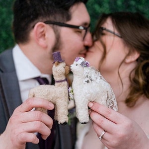 Alpaca Llama Customized Wedding Cake Topper - Unique Anniversary Gift - Wedding Decor - Boho, Traditional, Modern Farmhouse, or Barn Wedding