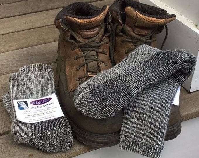 Alpaca Socks Super Warm | Gray Crew Socks for Men + Women | Great Ski Socks | Hiking and Rain Boots | Cozy Bed Socks