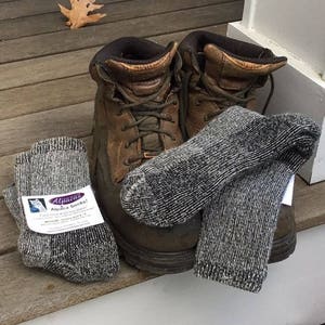 Alpaca Socks Super Warm | Gray Crew Socks for Men + Women | Great Ski Socks | Hiking and Rain Boots | Cozy Bed Socks
