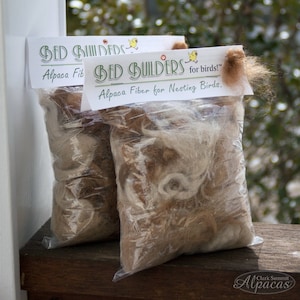 2 Pack Bird Nesting Materials - Natural Alpaca Fiber Wool for Suet Cage or Grapevine Ball - 2 Quart Size Bags - Unique Gift for Bird Lovers
