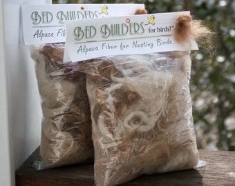 2 Pack Bird Nesting Materials - Natural Alpaca Fiber Wool for Suet Cage or Grapevine Ball - 2 Quart Size Bags - Unique Gift for Bird Lovers