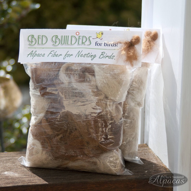 2 Pack Bird Nesting Materials - Natural Alpaca Fiber Wool for Suet Cage or Grapevine Ball - 2 Quart Size Bags - Unique Gift for Bird Lovers image 2
