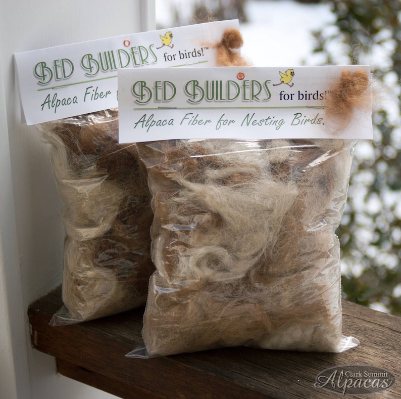 2 Pack Bird Nesting Materials - Natural Alpaca Fiber Wool for Suet Cage or Grapevine Ball - 2 Quart Size Bags - Unique Gift for Bird Lovers image 8