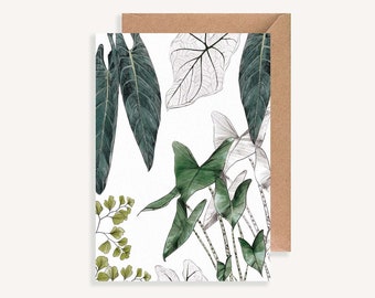 Carte postale illustrée motifs jungle Les Plantes I