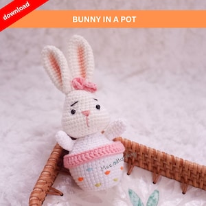 PDF Conejito en una Olla para el día de Pascua Libro de Ganchillo, Patrón Archivo PDF Amigurumi Patrones Rápidos, Patrón Amigurumi