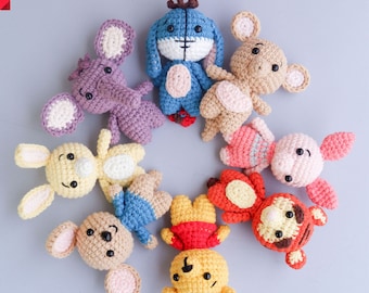 PDF 8in1 Pooh and Friends Inspired Crochet Amigurumi Quick Patterns with Bear, Pig, Mouse, Tiger, Eeyore PDF Pattern, Amigurumi Pattern