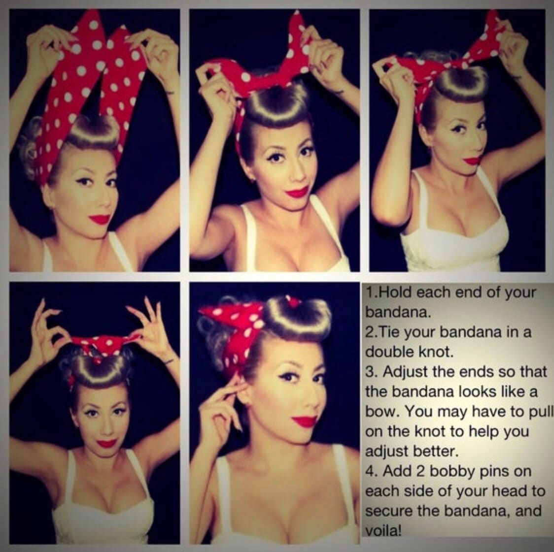 Rockabilly Pink With White Polka Dot Bandana - Pinup - Rosie the ...